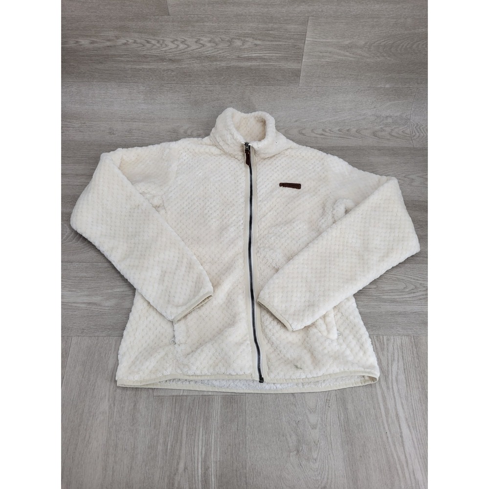 Columbia Fireside II Sherpa Fleece Jacket Women's Small Full Zip White Cozy